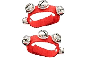 XUELIYUN 2 Pcs Multi Color Musical Rhythm Toys and Nylon Band Wrist Bell Ankle Bells Band Wrist Bell Wrist Foot Bell Instrument for Kids Baby Adult Best Holiday Birthday Party Gifts（Red)