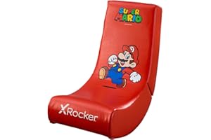 X-Rocker Officially Licensed Nintendo Super Mario Kids Gaming Chair, Foldable Video Rocker Floor Rocker for Kids and Juniors, Low Folding Rocking Seat Console Gaming Chair for Kids - Mario Edition RED
