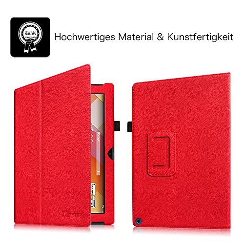 Fintie Medion Lifetab S10366 / S10333 / S10334 / S10345 / S10346 / S10365 / P10341 Hülle – Folio Kunstleder Schutzhülle Tasche Cover Case Etui mit Ständerfunktion und Stylus-Halterung für MEDION LIFETAB S10366 / S10333 / S10334 / S10345 / S10346 / S10365 / S10366 / P10341 (10,1 Zoll) Tablet-PC, Rot - 3