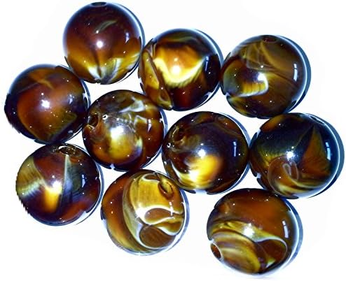 18mm Extra Large Chocolate Brown Swirl Round Focal Beads