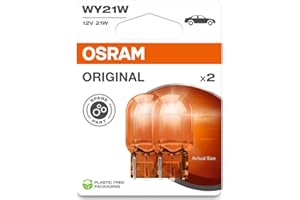 ‎OSRAM Osram ORIGINAL 12V, WY21W, 7504-02B, Glass Wedge Base, Halogen Signal Lamp, Double blister (2 lamps), white