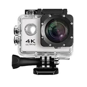 Squaircle 4K WiFi 16MP Sports Action Camera 30M Underwater Waterproof Camera with Adjustable View Angle WiFi OS, 170 Degree HD Wide Angle Lens-Silver