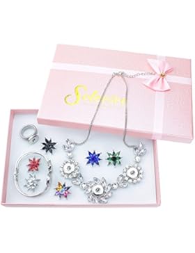 Soleebee verstellbar Legierung Strass Click Button Charms Schmuck Set mit 6 Stück Anis Blume Click Button als...