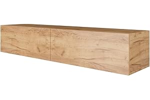 Planetmöbel Mueble TV West, Mesa TV de 160 cm de Largo, Mueble TV suspendido o de pie, Mueble Salon Moderno, Mueble Television 37,8 x 160 x 30 cm, Roble Dorado