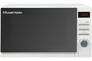 Russell Hobbs RHM2079A - Microondas digital básico, 20 l y 800 W, 5 niveles de potencia, descongelación automática, 8 menús de cocinado automático, reloj y temporizador, fácil de limpiar, blanco