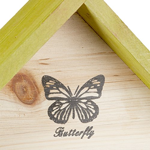 Relaxdays Insektenhotel Butterfly, Nistkasten für Bienen, Schmetterlinge, für Balkon, HxBxT: 41,5 x 27,5 x 8,5 cm, grün - 5