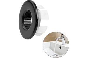 BESMRPG Sink Overflow Ring for Bathroom,Bathtub and Washbasin,Kitchen Basin FittingsCover,Bath InsertMetal Cretty-Meet Drainage Rings,Round Black Copper Drainages Replacement,Universal Drain Cap 1pieces