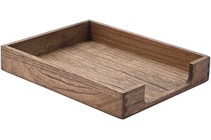 KIRIGEN Wood Letter-Size Tray Single-Tier Wooden Tones Collection Front-Load Documents Tray for Office Desktop Organizer - Desk Magazine, File, Folder, Paper Holder Dark Brown