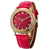 IG-Invictus Männer Casual Einfache Business Leder Quarz Analog Armbanduhr Geneva Geneva Herren Herren Gürtel Uhr CSD 030 Rose Red