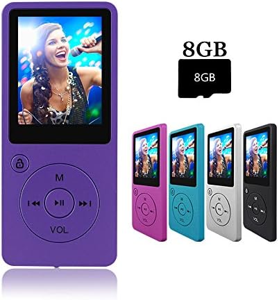 Crillutar Portable 1.8 inch Screen 8GB MP3 player / MP4 Player Music / Media Player/Voice Recording with Independent Lock Button,Including a 8GB Card,Photo Viewer and E-Book(purple)