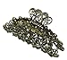 Metal Crystal Jaw Clip with Butterflies Design in Antique Gold Tone Plating RW86410-6132jet