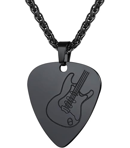 Produktbild von Vbest Life Edelstahl Plektrum Halskette Für Männer Frauen Gitarre Bass Plektrum Halskette Kette Instrument Zubehör 6 Muster (E