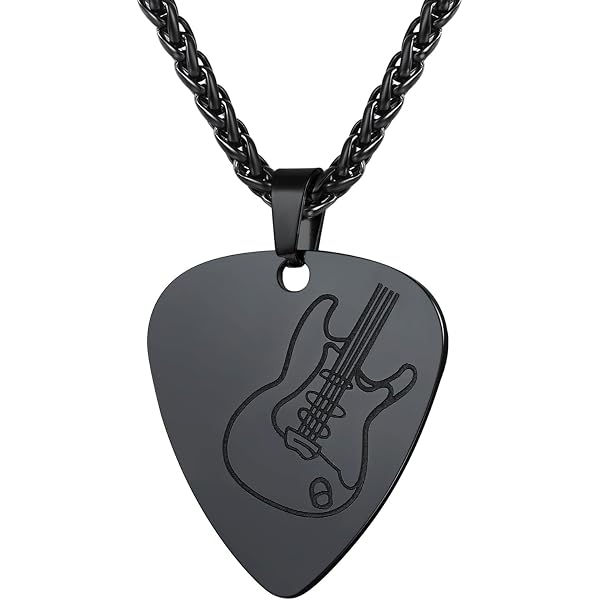 Collana con ciondolo plettro per charra rock musicale per donna/uomo Collare per gioielli regalo per feste con catena per basso musicale punk in acciaio inossidabile  36