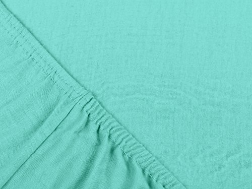 Jersey Spannbetttuch in bewährter Qualität – erhältlich in 16 modernen Farben und 5 verschiedenen Größen, 180-200 x 200 cm, türkis - 4