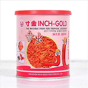 AQUALYF Pets Inch-Gold Blood Worms, 55g, Natural Food for All Tropical and Gold Fish