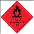 vsafety 6e055af-s Logo Gas infiammabili diamanti di avvertimento segno, vinile autoadesivo, quadrato, 100 mm x 100 mm, Nero/Rosso