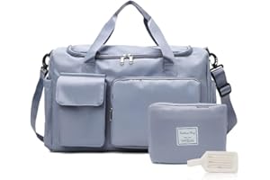zanmuk Foldable Travel Cabin Gym Bag - Duffle Bag Weekends Overnight Bags for Women Duffle Holdall Luggage Bag for Hospital (50 x 28 x 25 cm) (Blue)