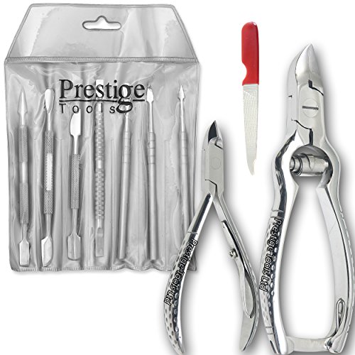 PTL ® Prestige Professional Cuticle Nail art nippers Toe Nail clippers & Set of Nail Pushers Nail File Manicure & Pedicure tools