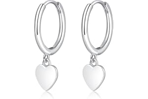 Cangall Silver Drop Hoop Earrings for Women, 925 Sterling Silver Butterfly Heart Dangle Hoop Earrings, Cute Elegant Dangling Earrings Small Cartilage Huggie Earrings, Silver Sleeper Earrings for Her