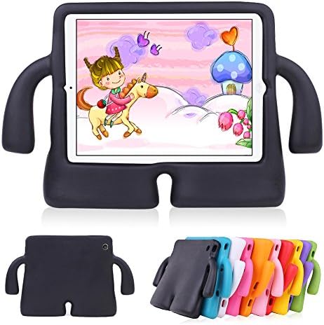 New iPad 2017 Case, iPad Air 2 Kids Case Lioeo Cute 3D Cartoon Light Weight Shock Proof Durable Protection Cases EVA Foam Protective Children Cases and Covers for Apple iPad 5 6 Generation (Black)