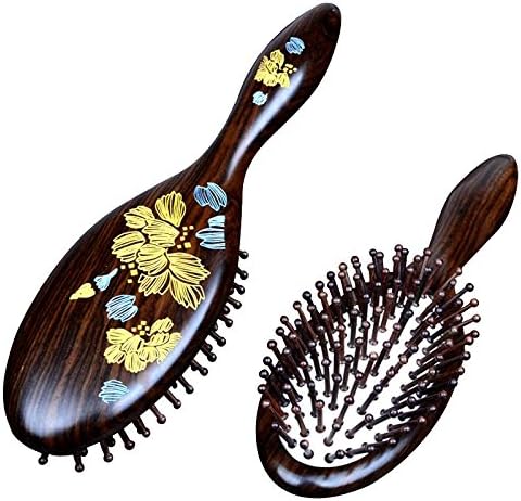 TT&amp;SHUZI Natural Ebony comb / curly hair balloon comb / hair loss massage comb / anti-static comb / big board comb / green sandalwood Cushion