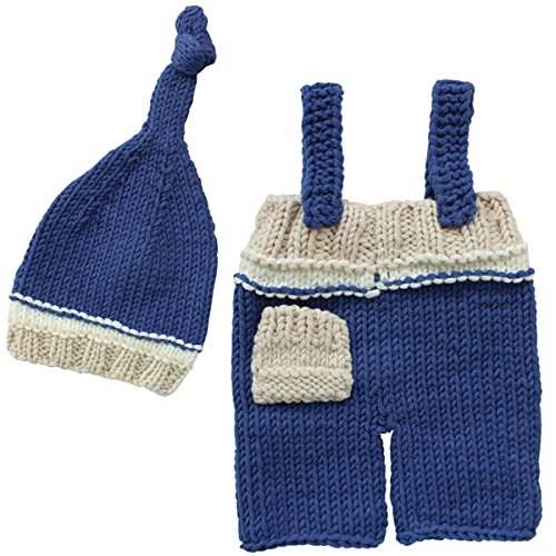 Jastore ® Foto Fotografie Prop Baby Junge Kostüm Nette blau Stricken Handarbeit - 3