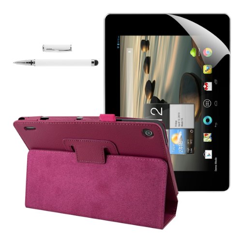 3in1 Set: kwmobile Hülle für Acer Iconia A1-810 / A1-811 - Tabletcover Slim Case Tablet Schutzhülle - Smart Cover Tabletcase Pink + Folie, kristallklar + Stylus, Weiß