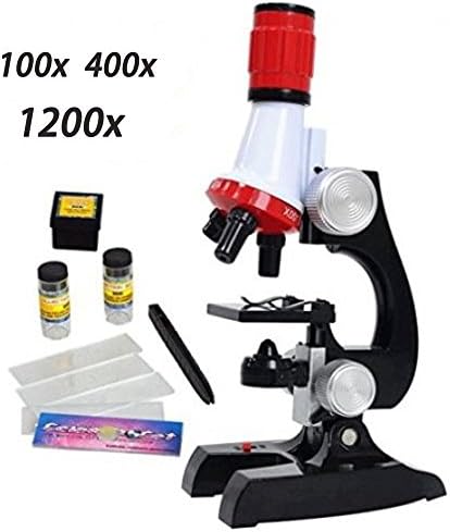 Children Toy Microscope, High Magnification Monocular Educational Biological Microscope Kit For School Laboratory, Students Kids Popular Science Experiment Amusement Games Scientific Creative Gifts (1200X)