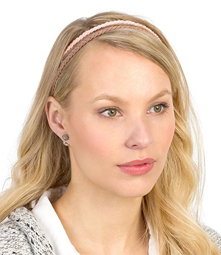 SIX „Festival“ 2er Set Doppelpack doppelt geflochtene Haarbänder Kopfband in Braun und Nude / Rosa (252-846) - 2