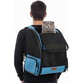Pugalo AirMove Premium Kedi K&ouml;pek Taşıma &Ccedil;antası, Silinebilir, Yırtılmaz Fileli, B&uuml;k&uuml;lmez G&ouml;vde, Sırt &Ccedil;antası Tipi (Mavi)