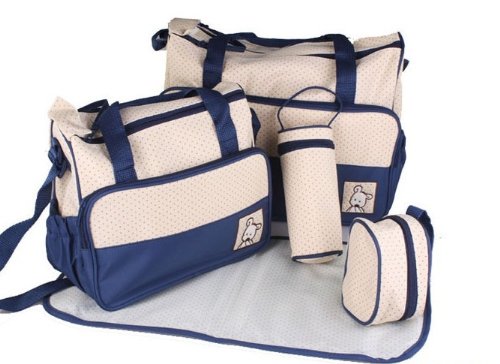 5pcs Baby Nappy Changing Bags Set in Dark Blue