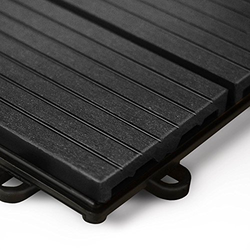 WPC Terrassenfliesen Prestige | Terrassendielen 60×30 cm | Klick Fliese in Holz Optik | einzeln oder im Set | anthrazit (11 Stück / 2 m²) - 3