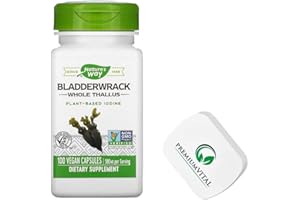 PremiumVital, Nature's Way, Bladderwrack (Blasentang), 580mg, 100 vegane Kapseln, mit praktischer Pillendose, Laborgeprüft, Glutenfrei, Sojafrei, Vegetarisch