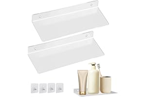 JINMINAMZ Półki łazienkowe bez wiercenia długość 20 x 10 cm akrylowa półka rozszerzająca przestrzeń ścienna akrylowa pływająca półka do łazienki/salonu/sypialni/kuchni/biura (2 sztuki przezroczysty kolor)