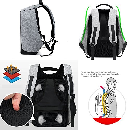 JUDIAO Business Laptop Rucksack mit USB-Ladeanschluss  Diebstahlsicherer Gro  er Kapazit  t Reise Rucksack Schule Schultasche f  r Notebook Computer  