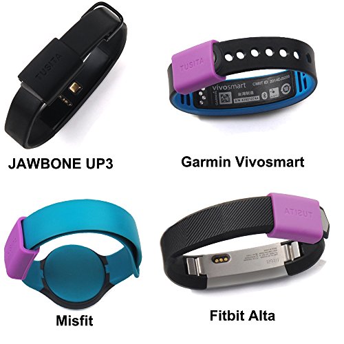 9-PACK TUSITA Silikon Fastener Ring für Fitbit Alta, Fitbit Flex, Garmin Vivosmart Vivofit 3, Misfit, Amiigo, Striiv, JAWBONE UP2, UP3, UP Move (Thick-Armband) Schleifen Keeper Verschluss - 5