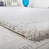 Alfombra Shaggy Micropoliéster Salón Elegante Resistente Pelo Largo En Crema, tamaño:60x110 cm
