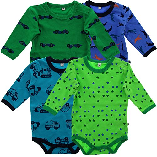 Pippi Baby Boys Body Long Sleeve AO Printed 4 Pack Polo Shirt, Blue (Dark Navy), 104 cm