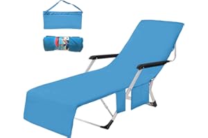 QDRECLOD XXL Mikrofaser Schonbezug für Gartenliege Strandhandtuch Liegenbezug Strandtuch, 75 * 210CM Schnelltrocknend/Mehrere Taschen/Leicht Liegestuhl Handtuch Sonnenliege Auflage, Strandliegenauflage