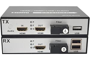 Primeda-telecom HDMI Fiber optic Extenders, with KVM USB and loop out, HDMI over Fiber Optic converters,Singlemode single fiber 20Km(12.4mi) and Multimode 500m(0.31mi) A set