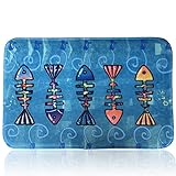 Leebei Verdicken Flanell Fußmatte Bodenmatte Rutschfest Kinder Cartoon Fußmatte Tür Eingang Tür Matte Küche Badezimmer Matte Schlafzimmer Teppich Teppiche Badematten (Bunt-Fisch, 15,7 × 23,6 Zoll)