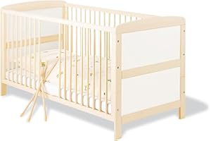 PINOLINO Cuna, Cama Infantil Florian, con Lamas y somier extraíble, Convertible en Cama Juvenil, de Madera, L 145 cm, A 76 cm, A 83 cm