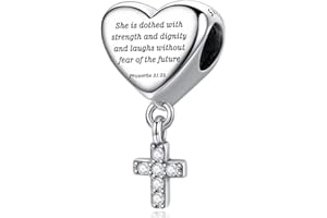 MUERDOU Cross Dangle Charm Fit for Pandora Charms Bracelet Love Heart Christian Bible Verse Charms Prayer Faith Religious Jewelry Gifts for Woman