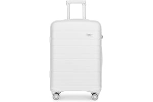 KONO Carry-ons Luggage Kleiner Koffer Handgepäck 55x40x20 Leicht Kabinentrolley Handgepäckkoffer Hartschale Rollkoffer Reisekoffer mit 4 Rollen und TSA Schloss, Polypropylen Suitcase (Weiß, M)
