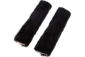 SUNTRADE 2 x weiche Lammfell-Autositzgurt-Abdeckung für Sicherheitsgurt, Schulterpolster für Erwachsene und Kinder, geeignet für Autositzgurt, Rucksack, Schultertasche (Schwarz)