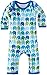 Toby Tiger Baby-Boys Organic Cotton Blue Elly Printed Sleepsuit, Blue, 0-3 Months