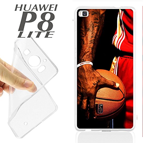 J568 HUAWEI P8 LITE GEL CARCASA FUNDA TPU JUGADOR DE BALONCESTO DETALLE BASKET