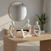 URBAN SENSE® Ceramic Thinker Statue 5In -Set of 3 | Abstract Men Figurine Showpiece Modern Sculpture | Home Decor for Living 