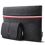 Optimaler Schutz: Externer Filz und interner Flanell schützen Ihr MacBook / Laptop vor Kollisionen und Kratzern mit 360 Grad Sackgassen. Stößen und Staub. Der Klettverschluss der Hülle ist gut und hält auch fest genug, Halten Sie Ihren PC sicher.