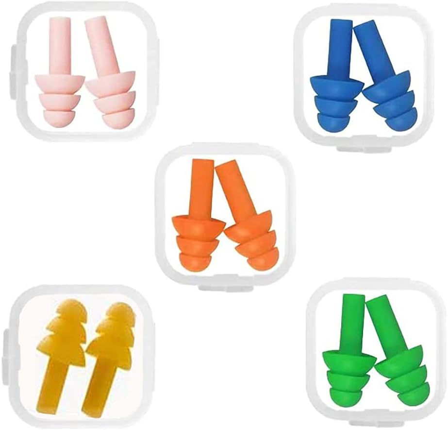 5 Pares Tapones para Oídos de Silicona, Reutilizables para Reducir Ruidos, Impermeables, para Natación, Dormir, Trabajar, Estudiar, Lugares Ruidosos
